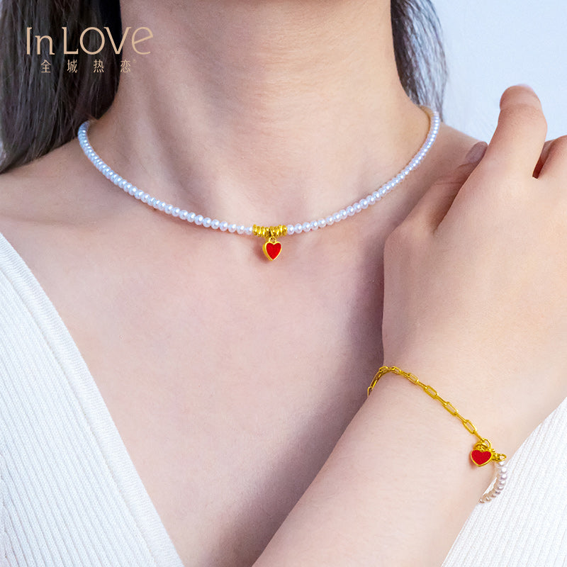 24K Necklace Love Freshwater Pearls