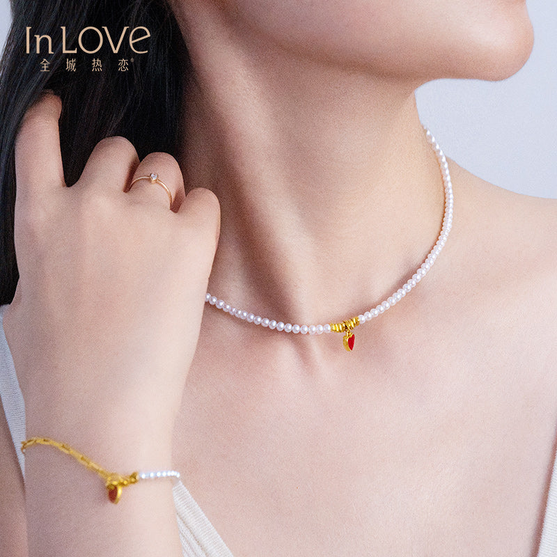 24K Necklace Love Freshwater Pearls
