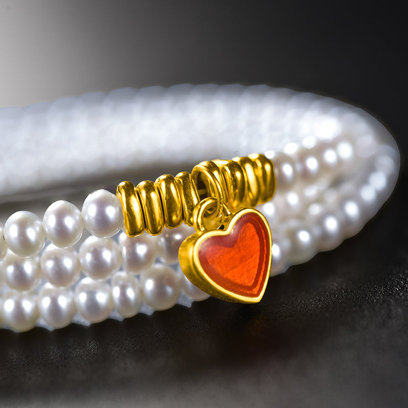 24K Necklace Love Freshwater Pearls