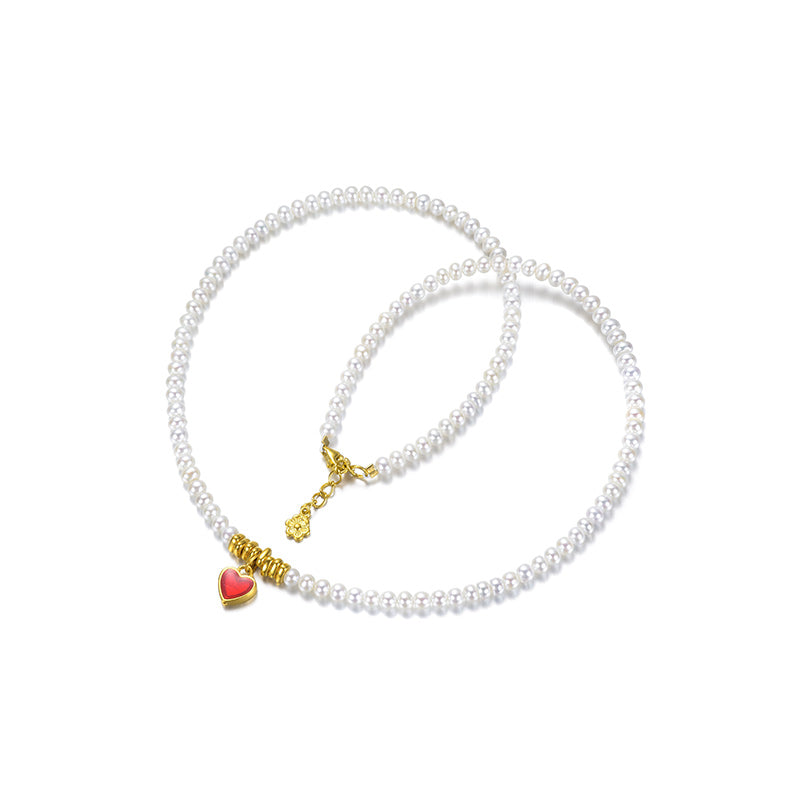24K Necklace Love Freshwater Pearls