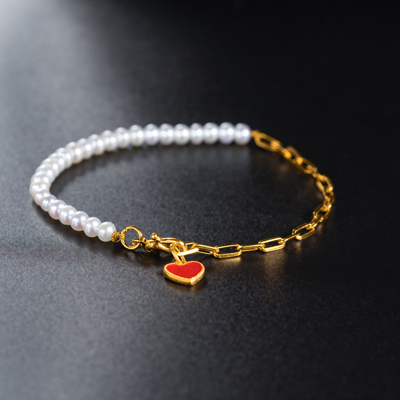 24K Bracelet Love Freshwater Pearls