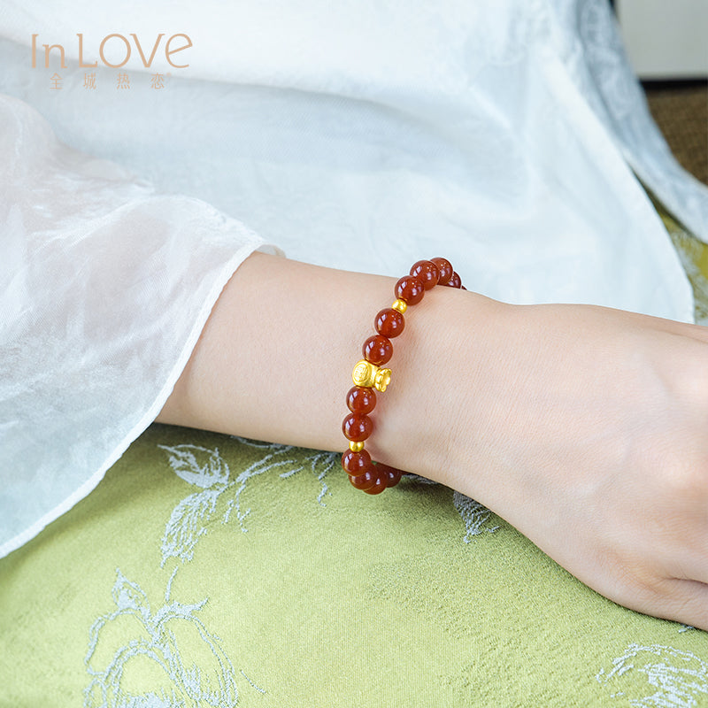 24K Red Agate Bracelet