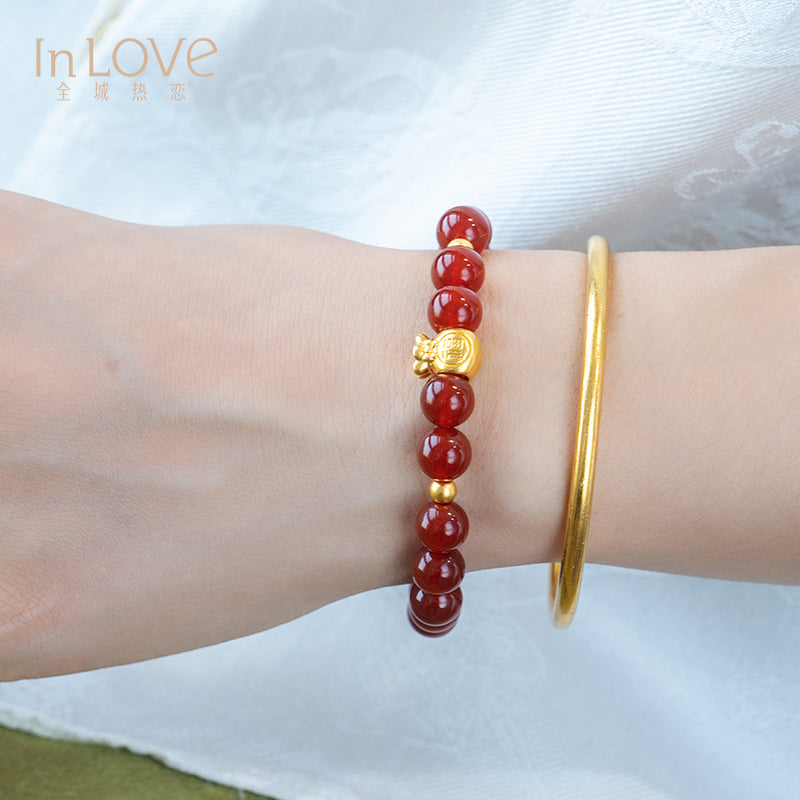 24K Red Agate Bracelet