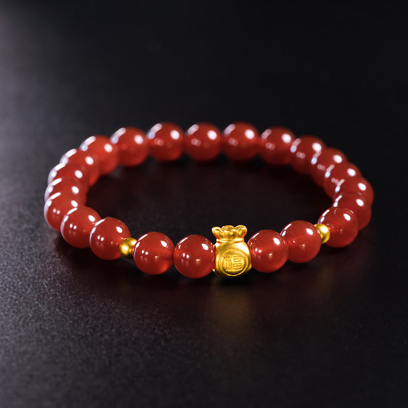 24K Red Agate Bracelet