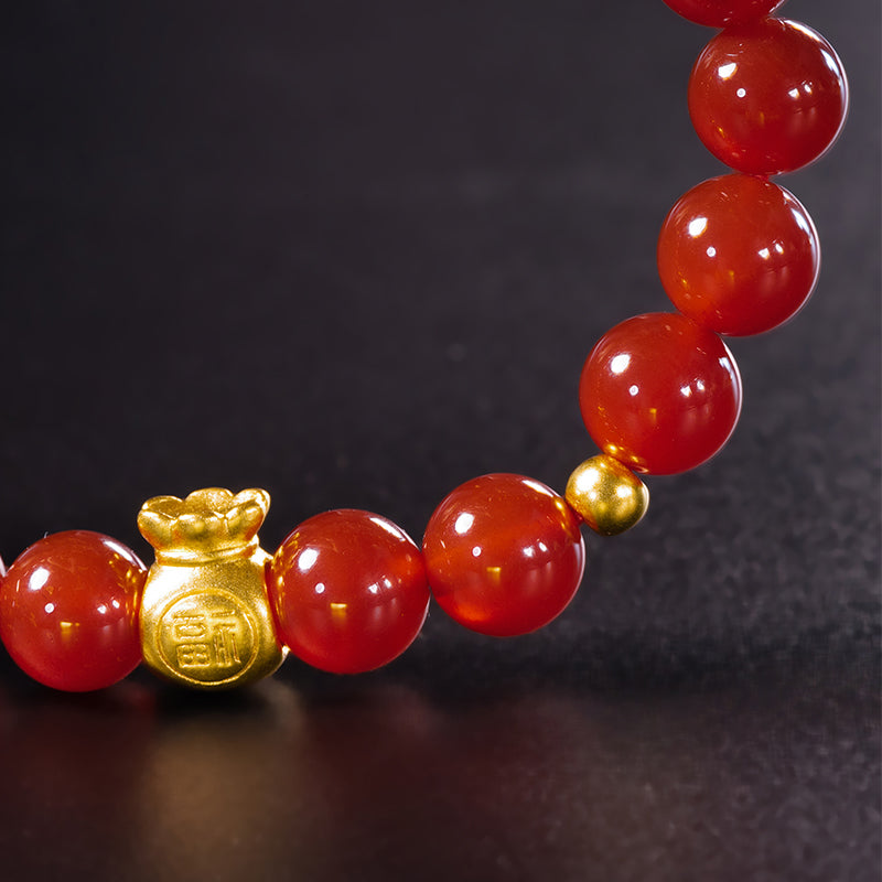 24K Red Agate Bracelet