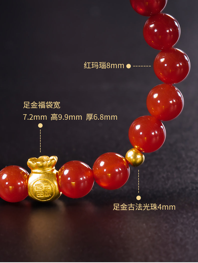 24K Red Agate Bracelet