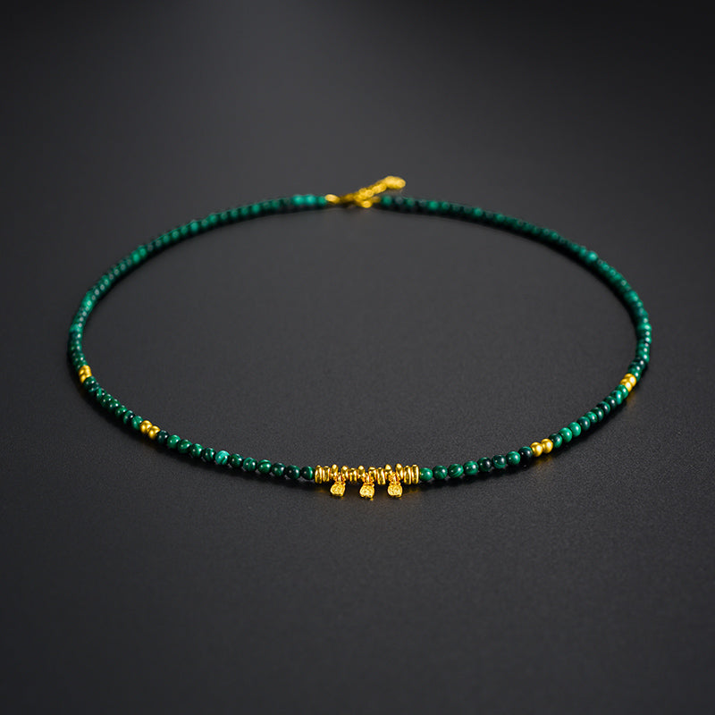 18K Necklace Treasure Gold with Malachite
