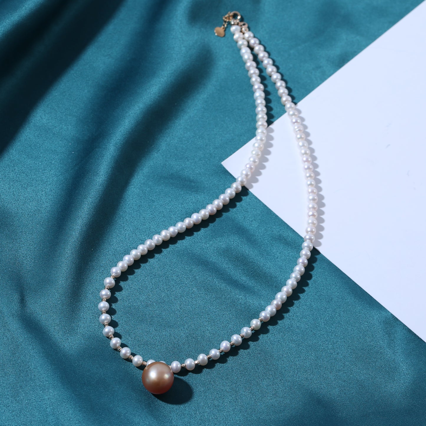 18K Fresh Water Pearl & South Sea Golden Sunset Necklace