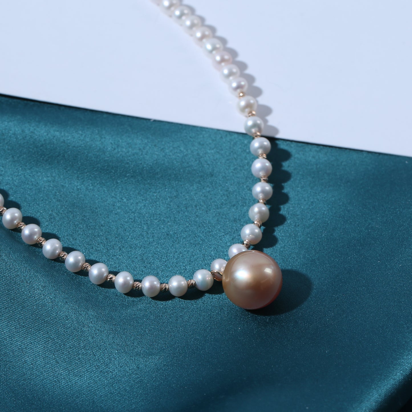 18K Fresh Water Pearl & South Sea Golden Sunset Necklace