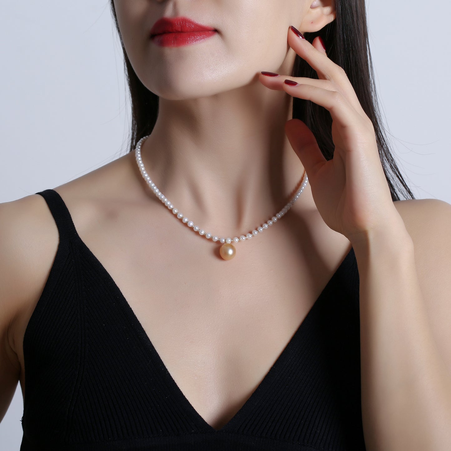 18K Fresh Water Pearl & South Sea Golden Sunset Necklace