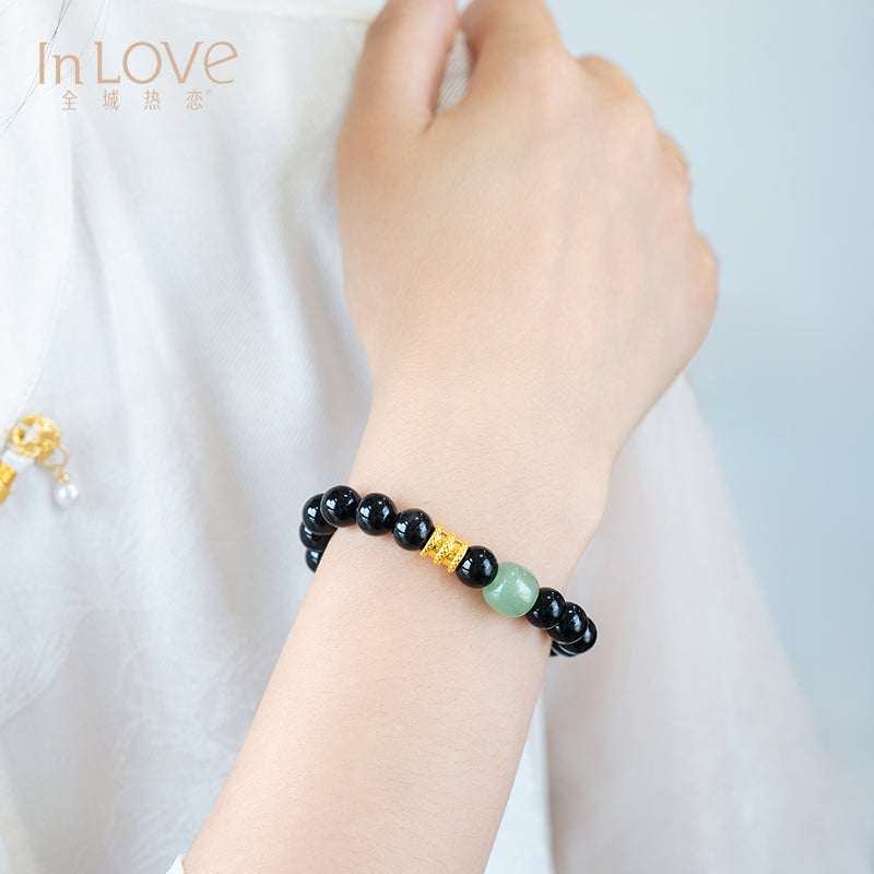 24K Black Agate Bracelet