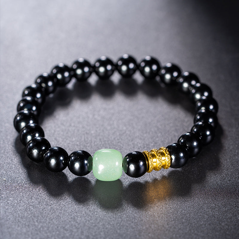 24K Black Agate Bracelet